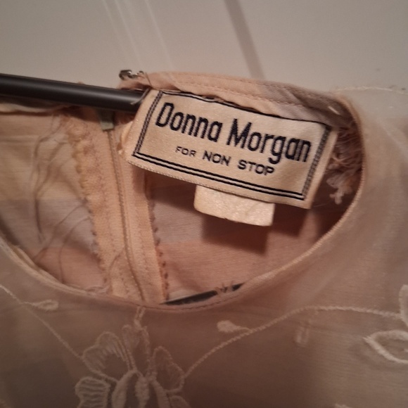 Women's Vintage Donna Morgan Dress, Gray/Pink/Cream Stripes, Size S - Picture 3 of 7